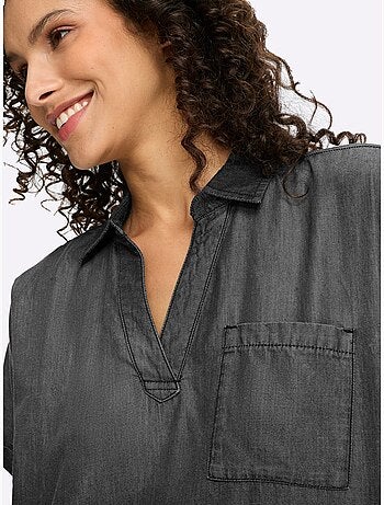 Chemisier en jean pur coton - taille standard - helline