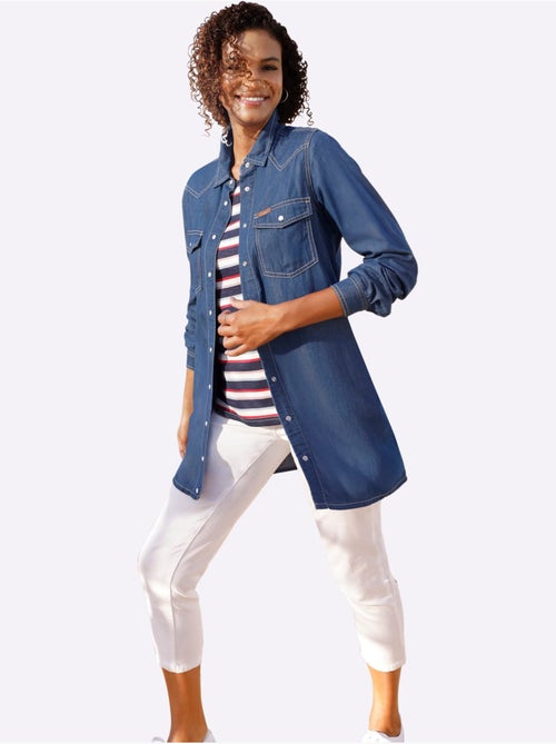 Chemisier En Jean Pur Coton - Taille Standard - Witt - Kiabi Chemisier En Jean Pur Coton - Taille Standard - Witt - Kiabi