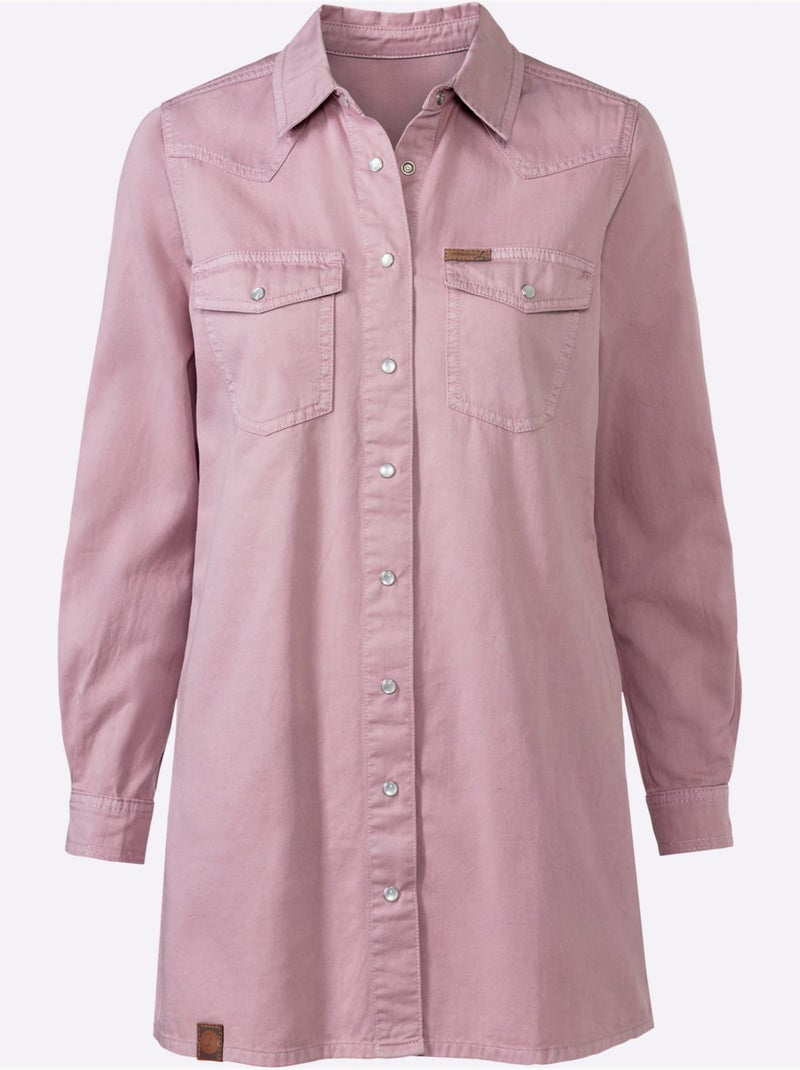 Chemisier En Jean Pur Coton - Taille Standard - Witt Mauve - Kiabi