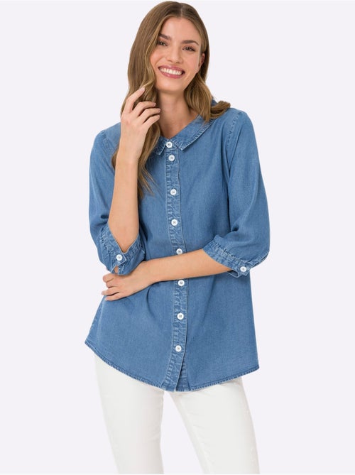 Chemisier En Jean Pur Lyocell - Taille Standard - Helline - Kiabi Chemisier En Jean Pur Lyocell - Taille Standard - Helline - Kiabi