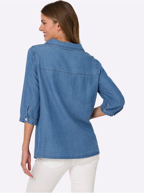 Chemisier En Jean Pur Lyocell - Taille Standard - Helline - Kiabi Chemisier En Jean Pur Lyocell - Taille Standard - Helline - Kiabi