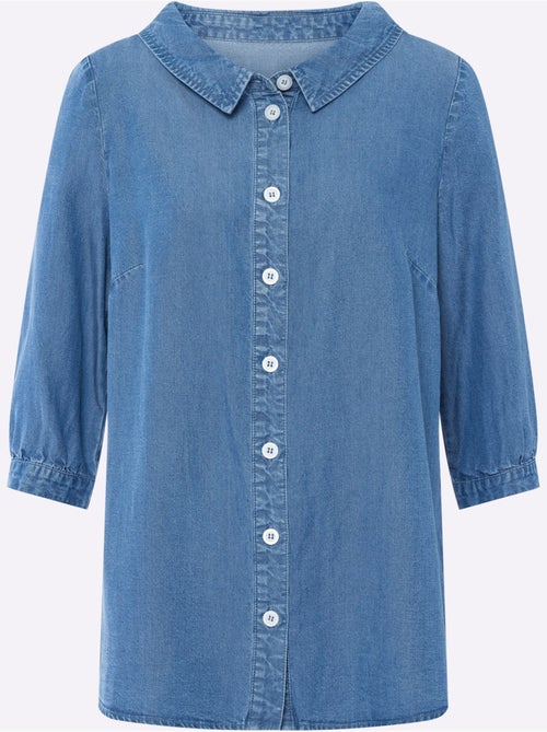 Chemisier En Jean Pur Lyocell - Taille Standard - Helline - Kiabi Chemisier En Jean Pur Lyocell - Taille Standard - Helline - Kiabi