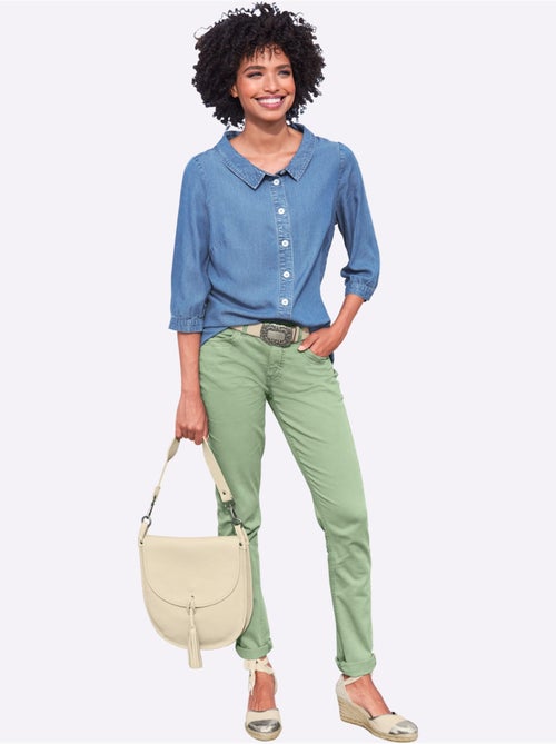 Chemisier En Jean Pur Lyocell - Taille Standard - Helline - Kiabi Chemisier En Jean Pur Lyocell - Taille Standard - Helline - Kiabi