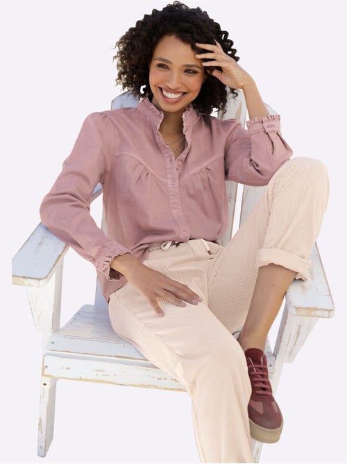 Chemisier En Jean Superbes Volants - Taille Standard - Helline - Kiabi Chemisier En Jean Superbes Volants - Taille Standard - Helline - Kiabi