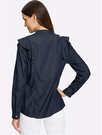 Chemisier En Jean Volants Tendance - Taille Standard - Helline