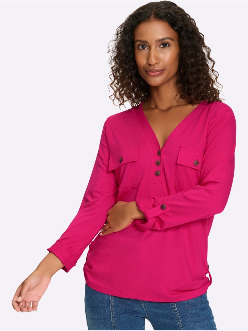Chemisier En Jersey Viscose - Taille Standard - Helline Rose fushia - Kiabi
