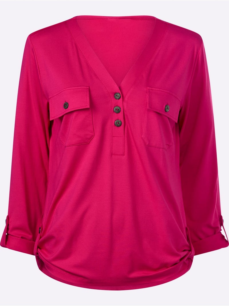 Chemisier En Jersey Viscose - Taille Standard - Helline Rose fushia - Kiabi