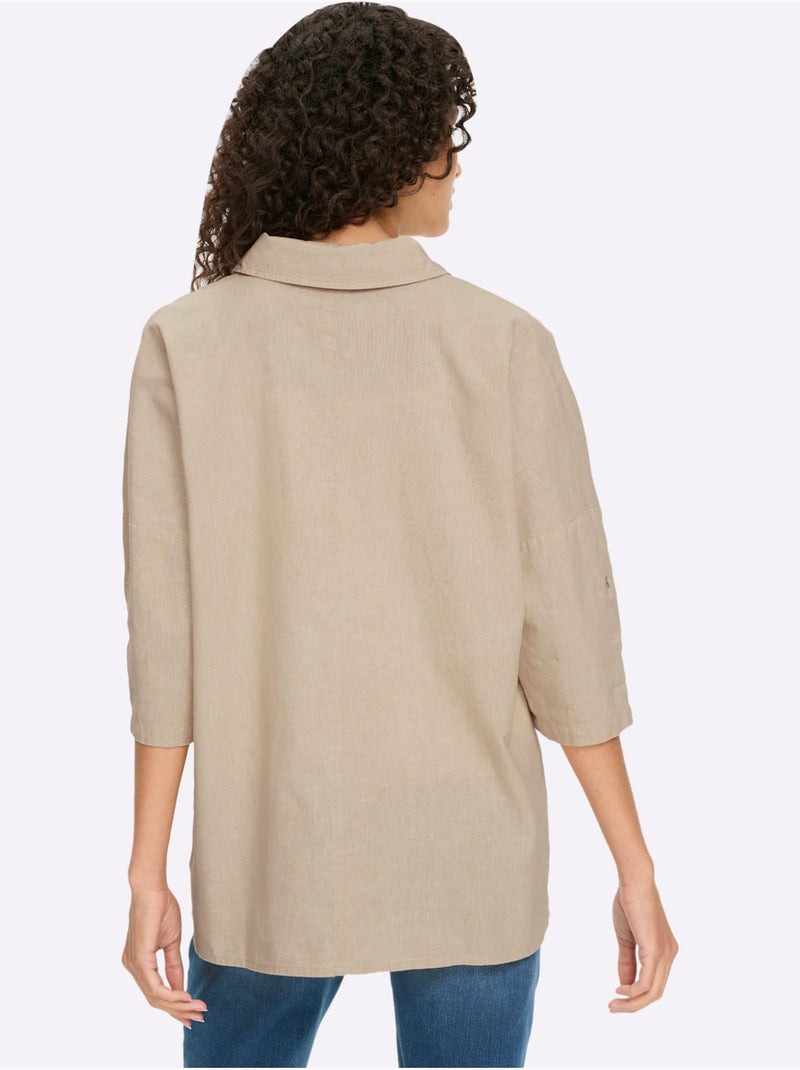 Chemisier en lin mélange de lin de qualité - taille standard - helline Sable - Kiabi
