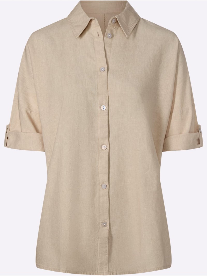 Chemisier en lin mélange de lin de qualité - taille standard - helline Sable - Kiabi