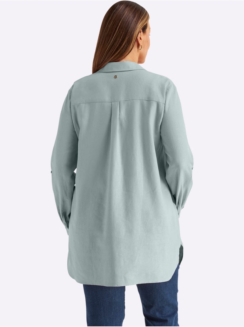 Chemisier En Lin Mélange Lin Et Viscose - Taille Standard - Sheego Vert - Kiabi