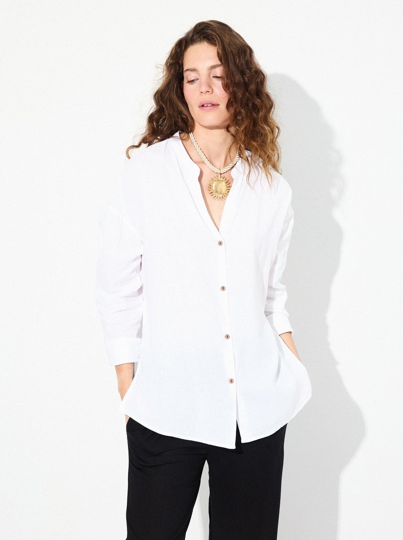 Chemisier en lin MO Fashion Blanc - Kiabi