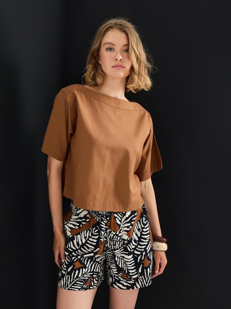 Chemisier en lin MO Fashion Marron - Kiabi