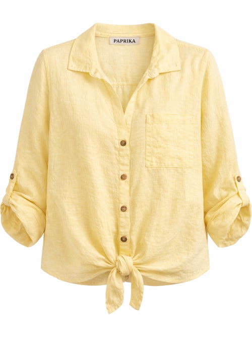 Chemisier en lin uni PAPRIKA - Kiabi