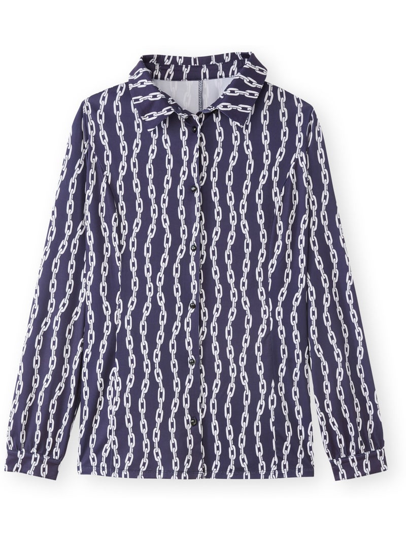 Chemisier en maille - DAXON Bleu Multicolore - Kiabi