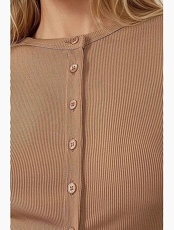 Chemisier en maille texturée à manches longues coupe ajustée avec boutons hiccup