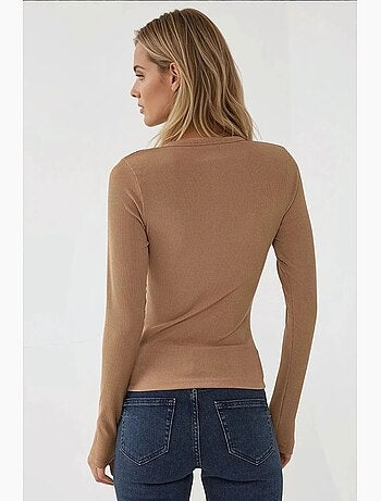 Chemisier en maille texturée à manches longues coupe ajustée avec boutons hiccup