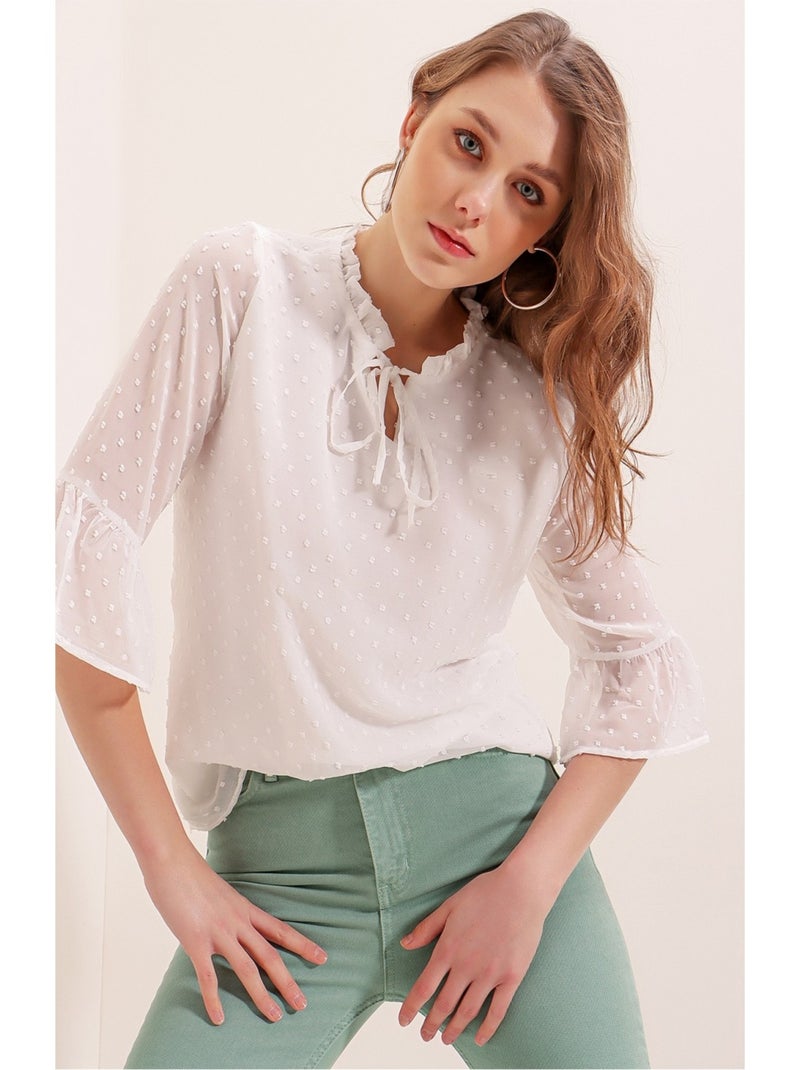 Chemisier en mousseline Blanc - Kiabi