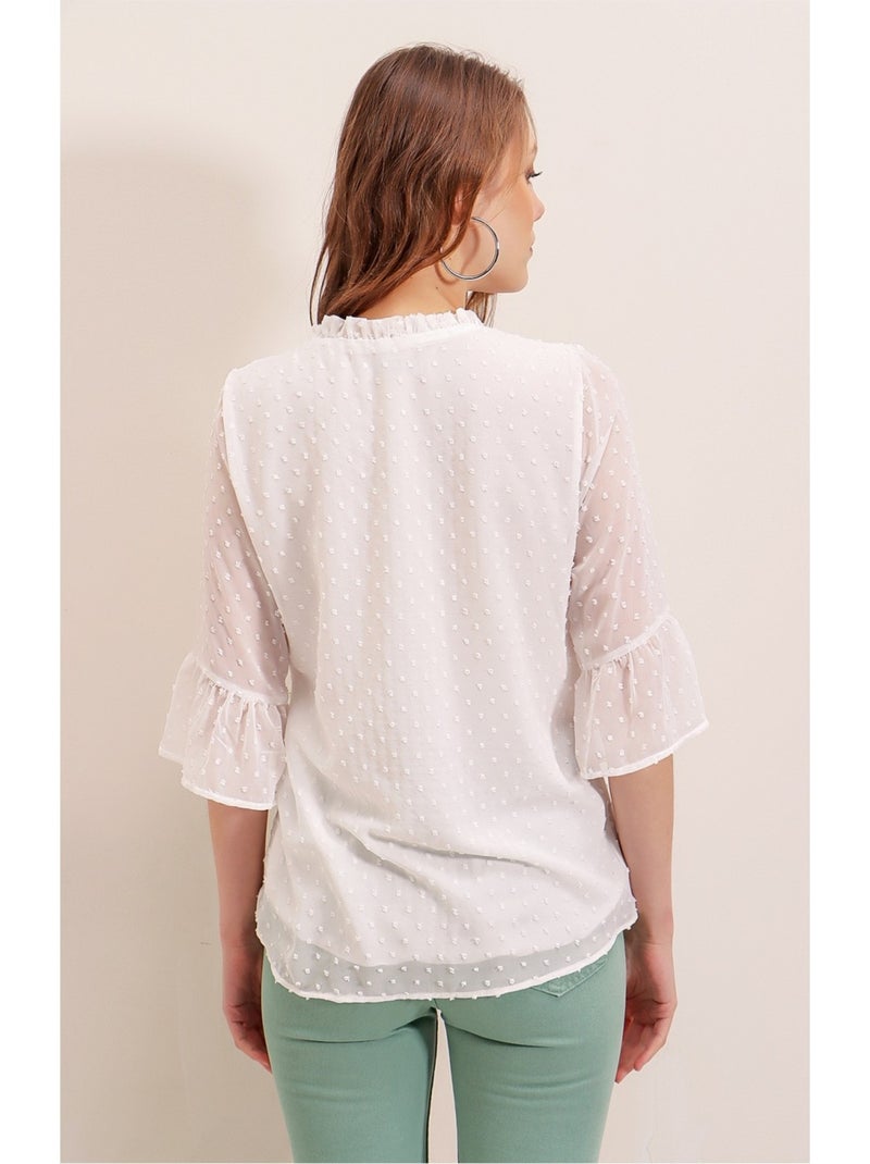 Chemisier en mousseline Blanc - Kiabi