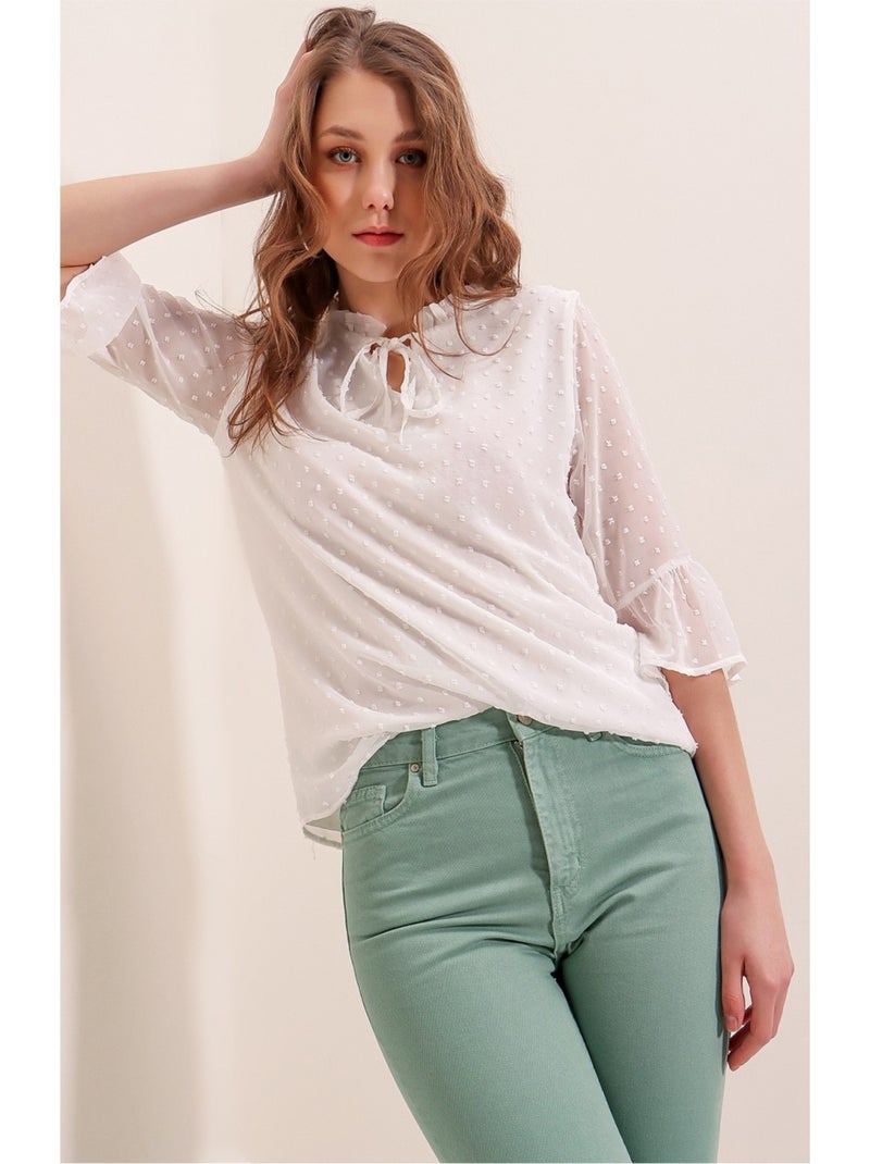 Chemisier en mousseline Blanc - Kiabi