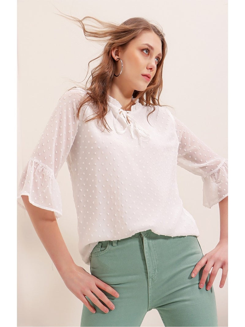 Chemisier en mousseline Blanc - Kiabi