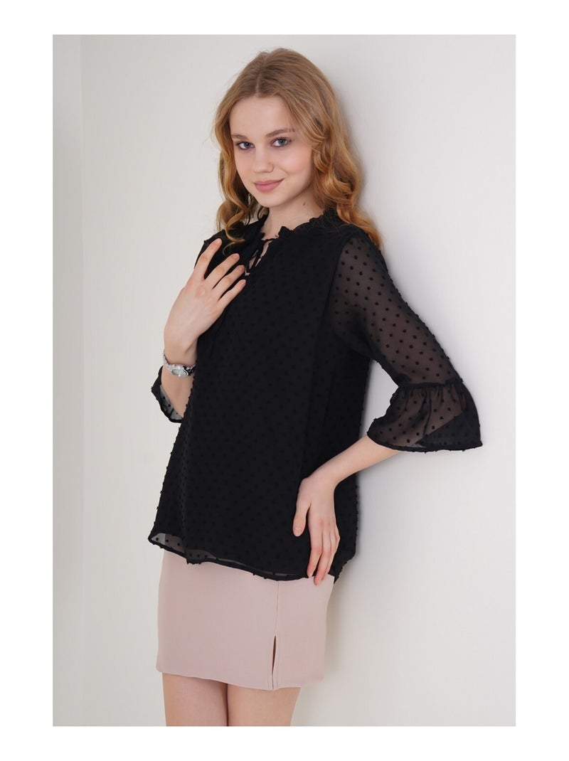 Chemisier en mousseline Noir Noir - Kiabi
