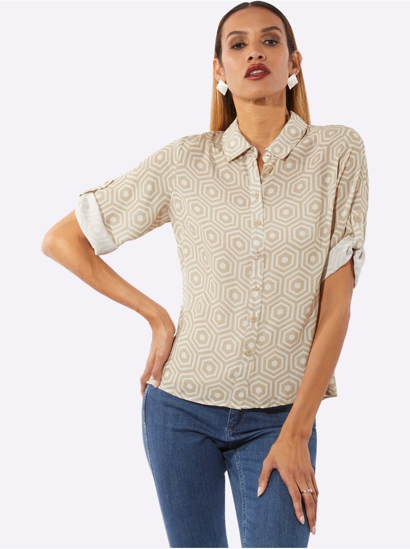Chemisier En Polyester Recyclé - Taille Standard - Helline Beige - Kiabi