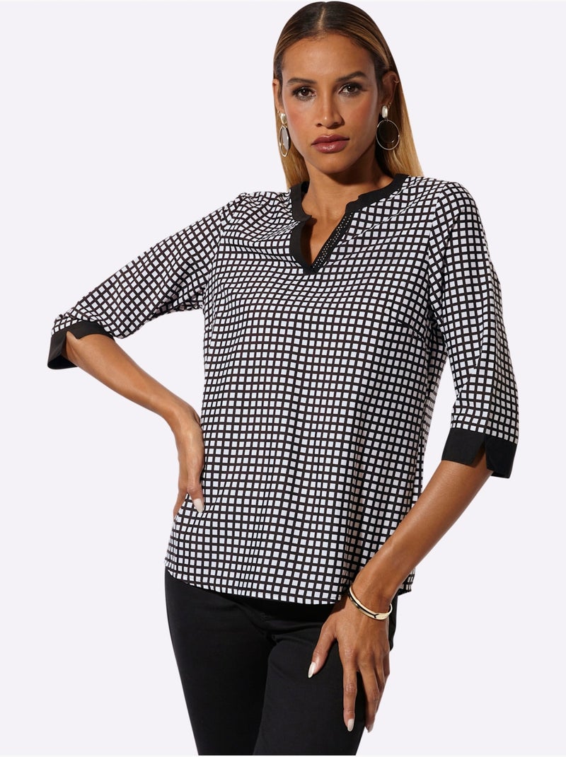 Chemisier En Polyester Recyclé - Taille Standard - Helline Noir Beige Noir - Kiabi