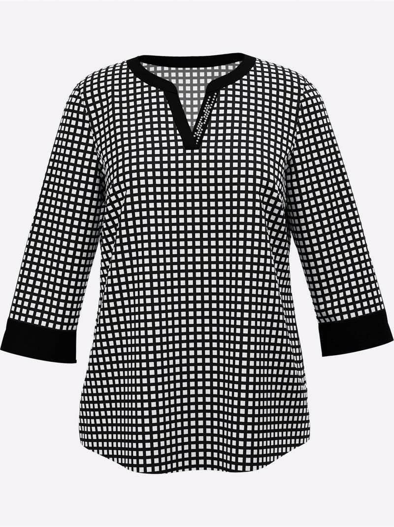 Chemisier En Polyester Recyclé - Taille Standard - Helline Noir Beige Noir - Kiabi