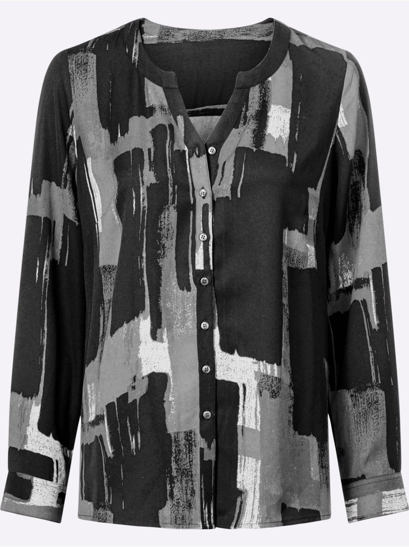 Chemisier En Polyester Recyclé - Taille Standard - Witt Noir Blanc - Kiabi