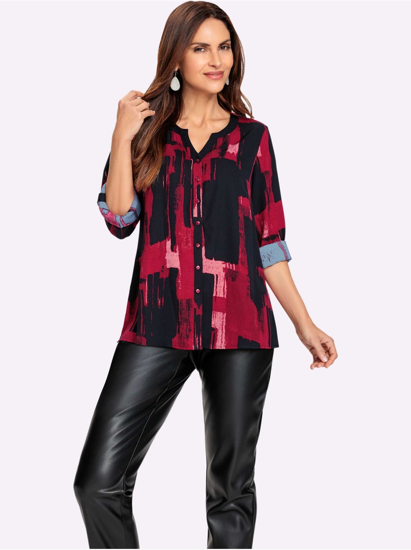 Chemisier En Polyester Recyclé - Taille Standard - Witt Noir Rouge - Kiabi