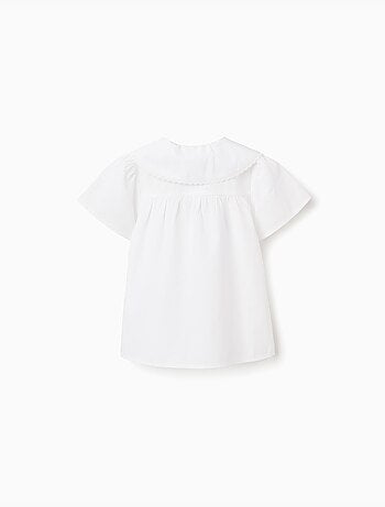 Chemisier en popeline à manches courtes et col maxi