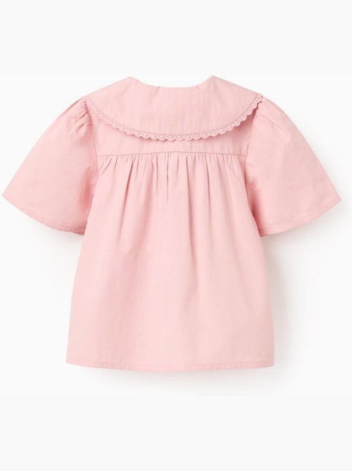 Chemisier en popeline à manches courtes et col maxi - Kiabi