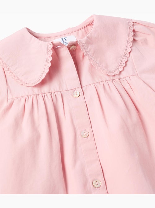 Chemisier en popeline à manches courtes et col maxi - Kiabi