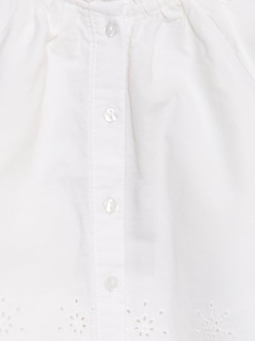 Chemisier en popeline avec borderies et col volanté - Kiabi