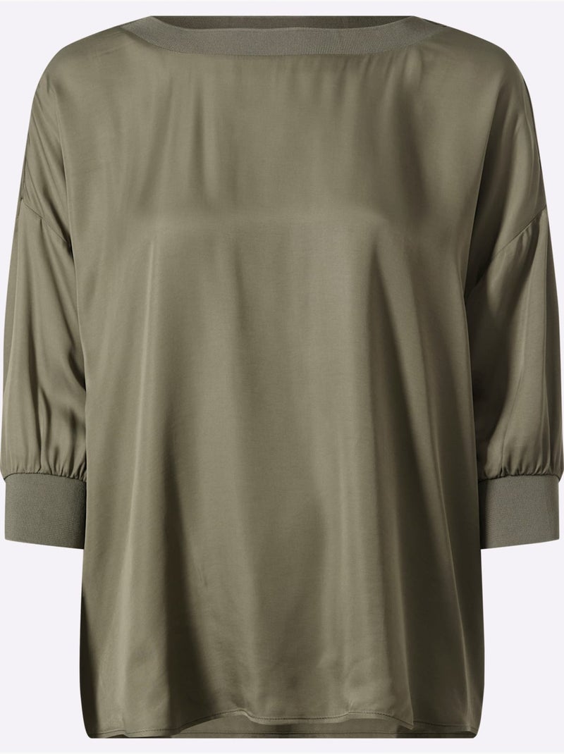 Chemisier En Satin Brillance Satinée - Taille Standard - Helline Kaki - Kiabi