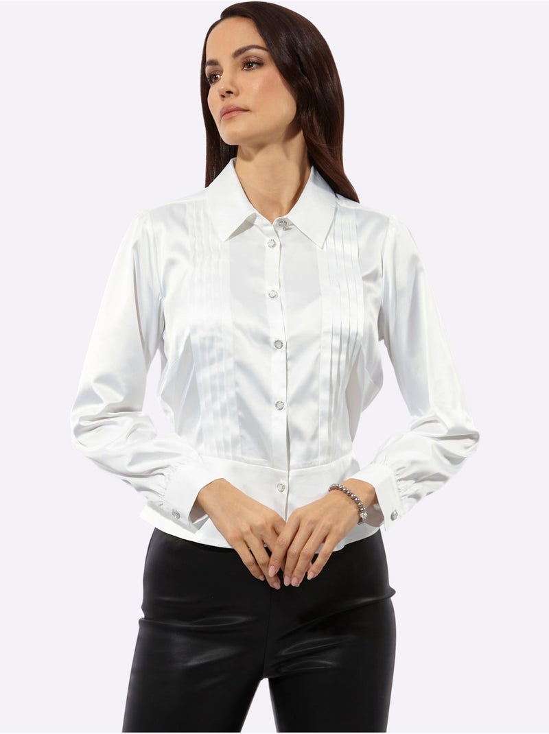 Chemisier En Satin En Polyester Recyclé - Taille Standard - Helline Ecru - Kiabi