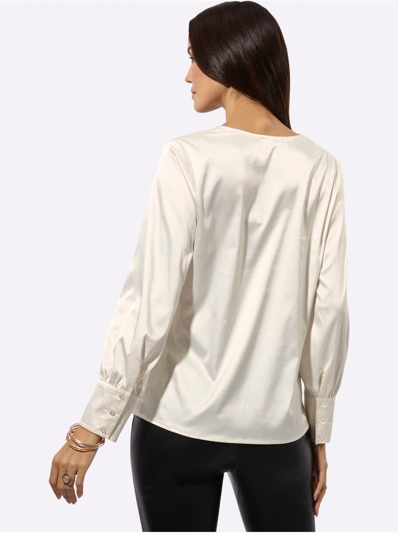 Chemisier En Satin En Polyester Recyclé - Taille Standard - Helline Ivoire - Kiabi