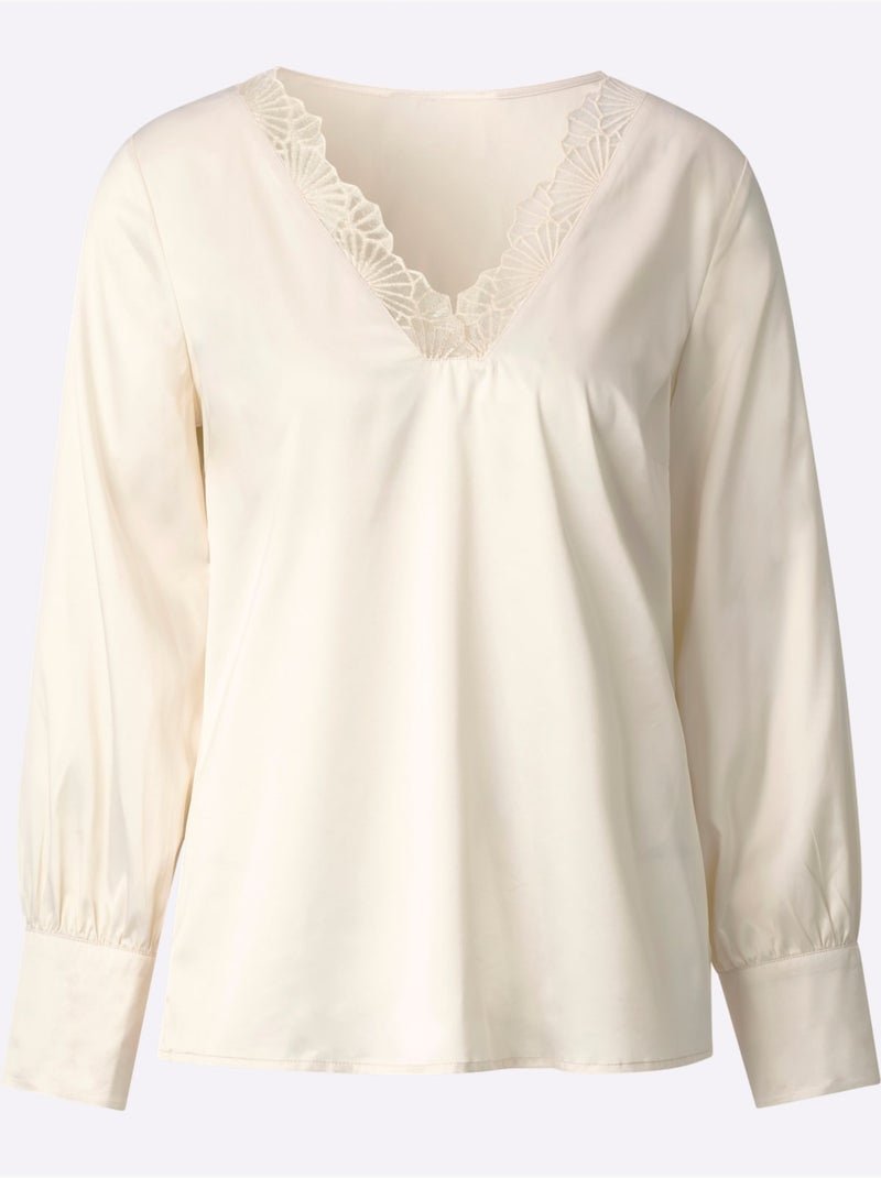 Chemisier En Satin En Polyester Recyclé - Taille Standard - Helline Ivoire - Kiabi