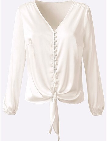 Chemisier En Satin Encolure En V Affinante - Taille Standard - Helline