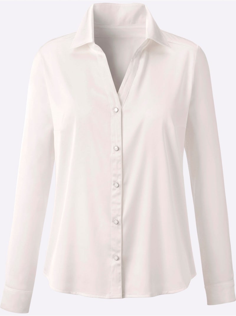 Chemisier En Satin Imitation Satin - Taille Standard - Helline Ecru - Kiabi