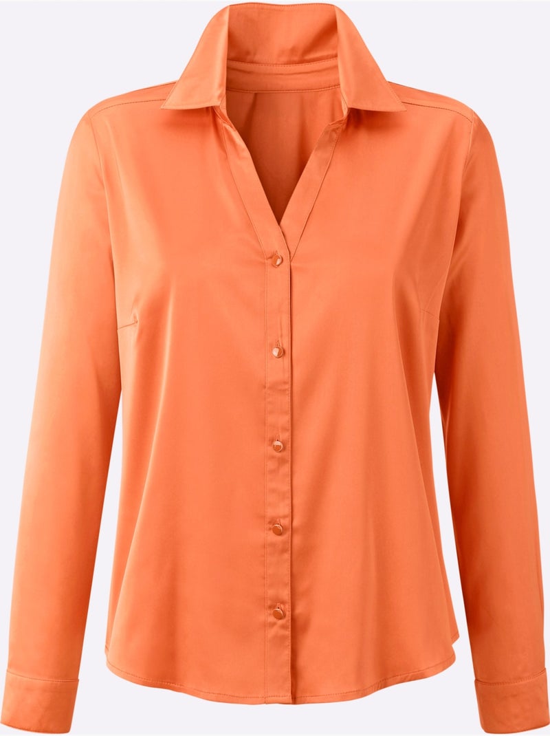 Chemisier En Satin Imitation Satin - Taille Standard - Helline Orange - Kiabi