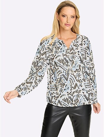 Chemisier En Satin Motif Graphique - Taille Standard - Helline
