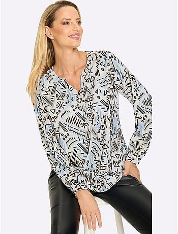 Chemisier En Satin Motif Graphique - Taille Standard - Helline