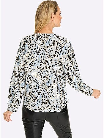 Chemisier En Satin Motif Graphique - Taille Standard - Helline