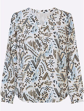 Chemisier En Satin Motif Graphique - Taille Standard - Helline