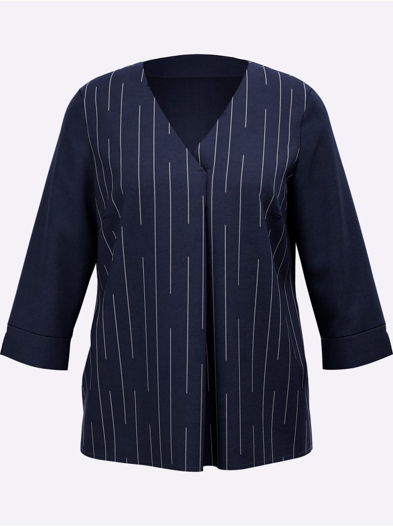 Chemisier En Satin Petites Pierres Brillantes Fantaisie - Taille Standard - Helline Bleu marine - Kiabi
