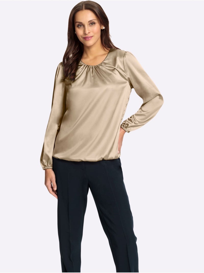 Chemisier En Satin Polyester Recyclé - Taille Standard - Witt Beige - Kiabi