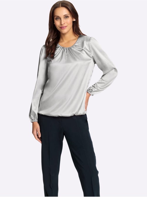 Chemisier En Satin Polyester Recyclé - Taille Standard - Witt - Kiabi Chemisier En Satin Polyester Recyclé - Taille Standard - Witt - Kiabi
