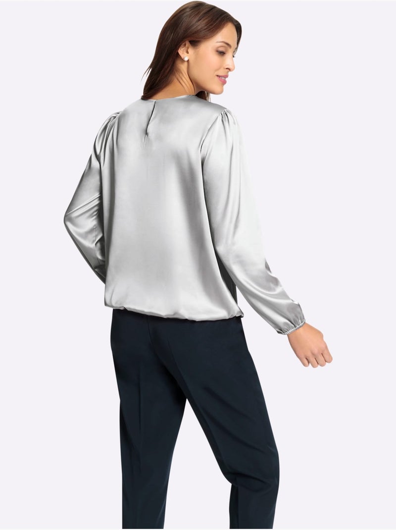 Chemisier En Satin Polyester Recyclé - Taille Standard - Witt Gris clair - Kiabi