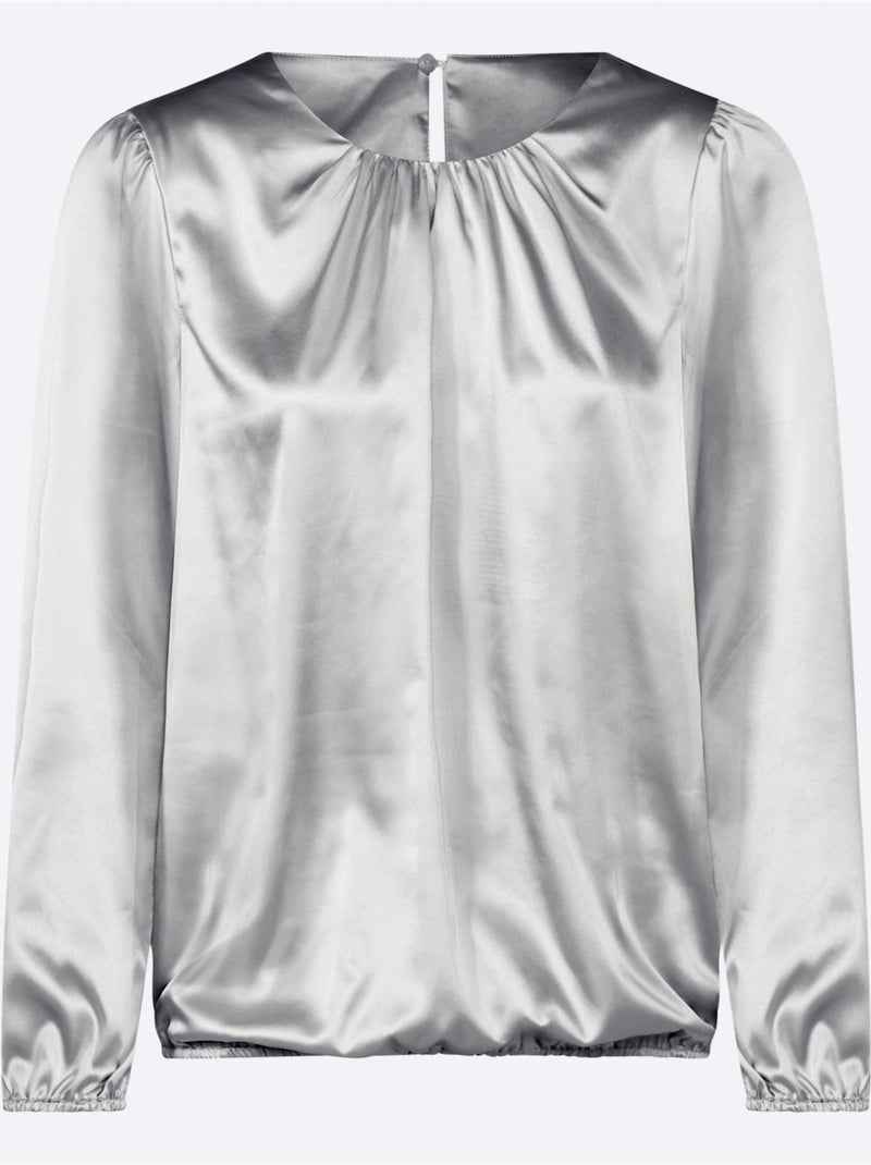 Chemisier En Satin Polyester Recyclé - Taille Standard - Witt Gris clair - Kiabi